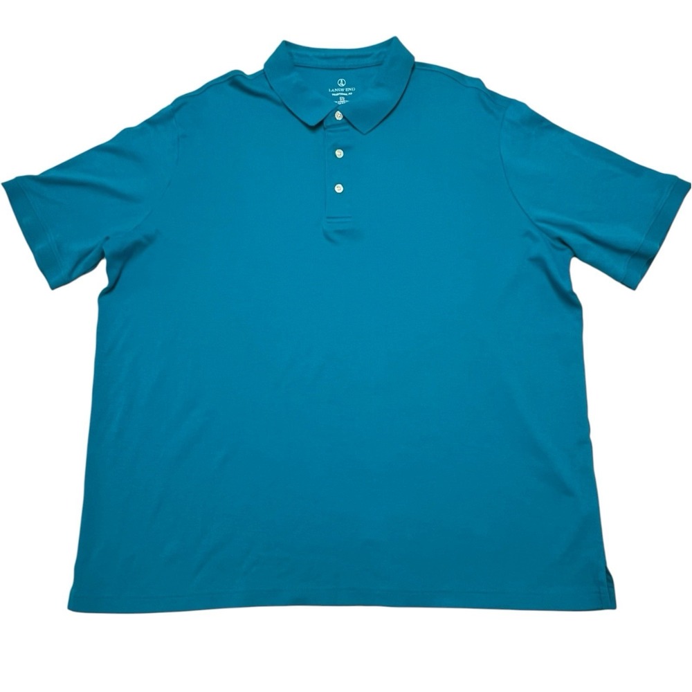 Lands' End Men's Traditional Fit Teal Blue Cotton Short Sleeve Polo Shirt Sz XXL
